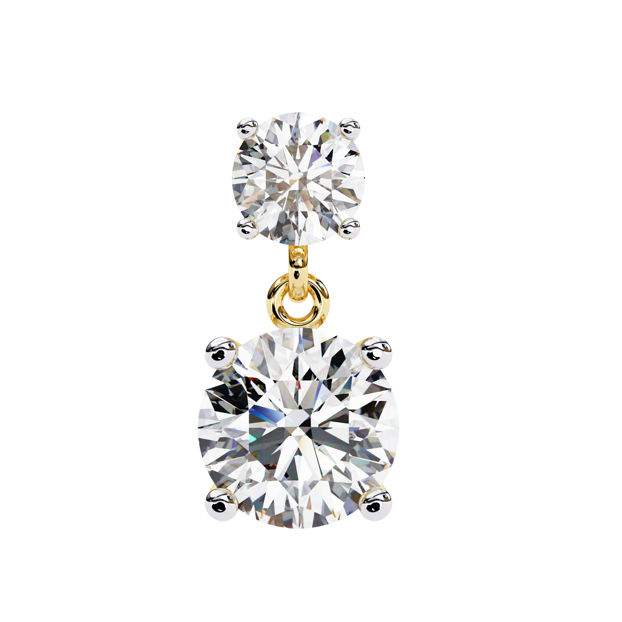 Solitairekart 3.73ct Dangling Double Round Solitaire Natural Diamond Stud Earrings-H Color, VS1 Clarity